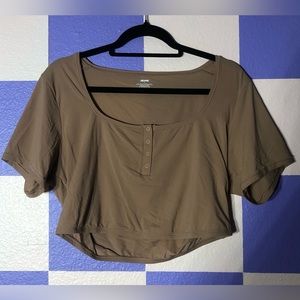 NWT SKIMS Fits Everybody Cropped Henley in Sienna - Size 4X